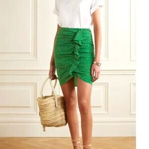 New! Green Silk Floral Ruffle Mini Skirt - Veronica Beard - Size 2